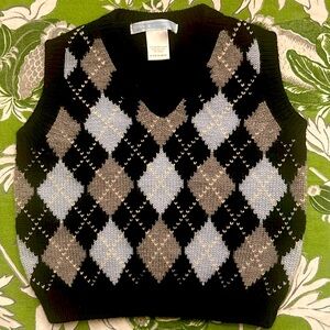 Janie and Jack 100% Merino Wool, Argyle Sweater Vest, size 6-12mo